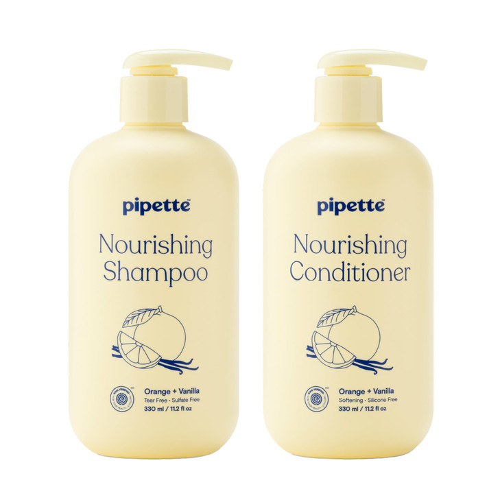 Pipette Daily Nourishing Shampoo and Conditioner Duo Clean Tear Free Shampoo For Kids Detangling Conditioner For Kids