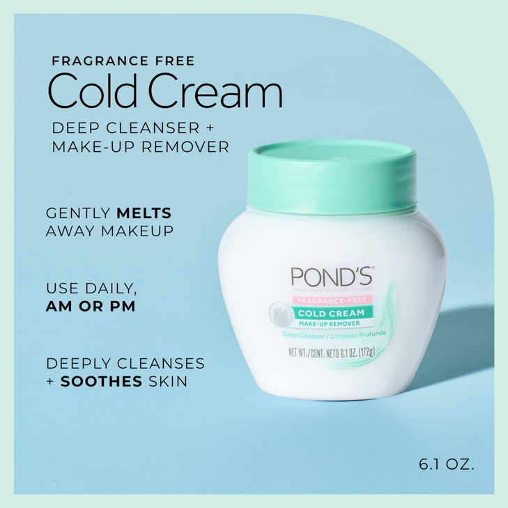 POND S Cold Cream Cleanser Fragrance Free Moisturizing Makeup Remover Deep Cleansing Face Cream Facial Cleanser for