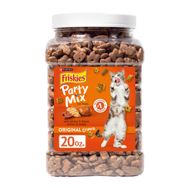 Purina Friskies Cat Treats Party Mix Original Crunch 20 oz Canister