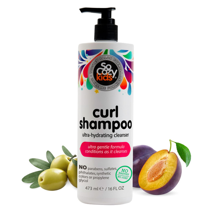 SoCozy Curl Shampoo for Kids Curly Hair 16 Fl Oz Pump Gentle Hydrating Cleanser Helps Improve Elasticity Reduce