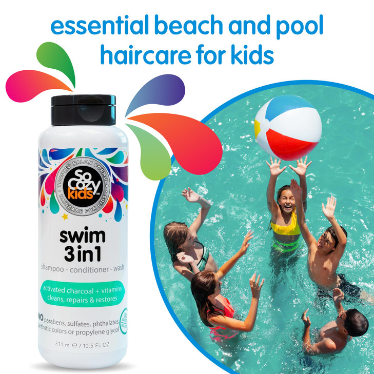 SoCozy Kids Swim 3 in 1 Shampoo Conditioner Body Wash 3 in 1 Combo Pool Shampoo Conditioner for Swimmers Salt Chlorine
