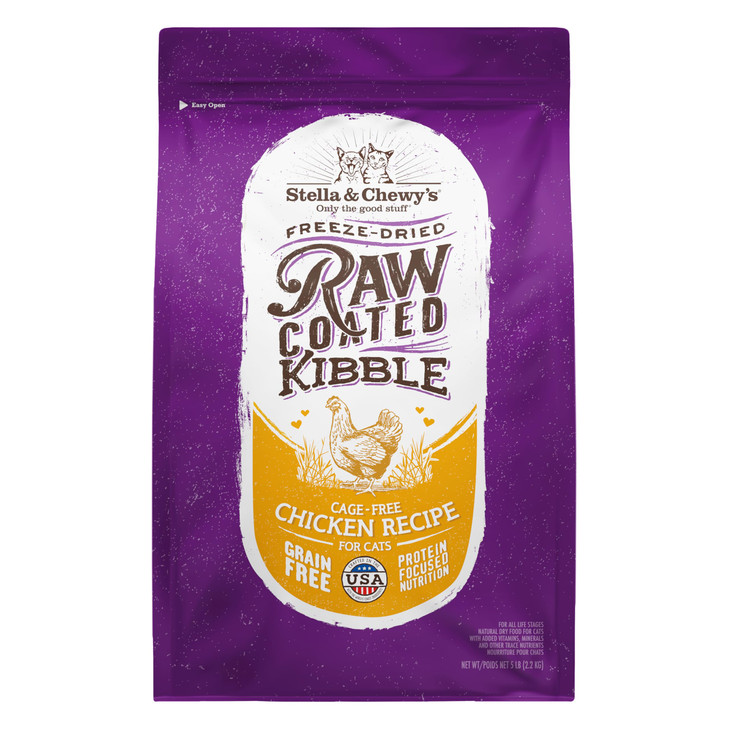 Stella Chewy s Raw Coated Cat Food High Protein Grain Free Kibble with Cage Free Chicken Premium Digestive Support with