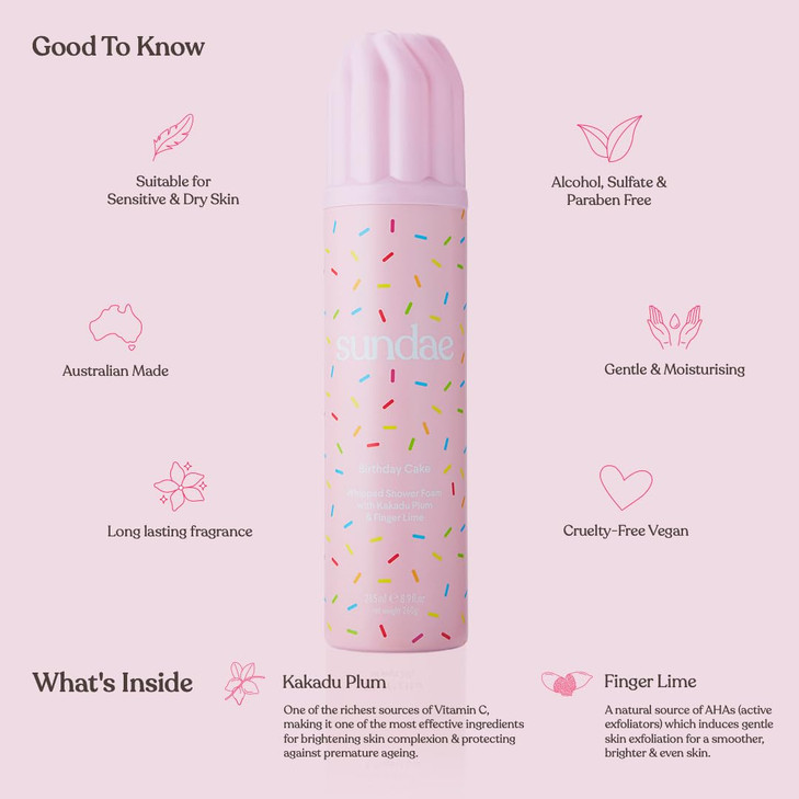 sundae Whipped Shower Foam Birthday Cake Foaming Body Wash 8 9 fl oz