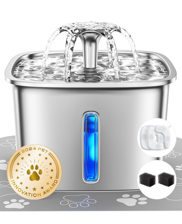 Veken Innovation Award Winner Stainless Steel Cat Water Fountain 95oz 2 8L Automatic Pet Fountain Dog Water Dispenser