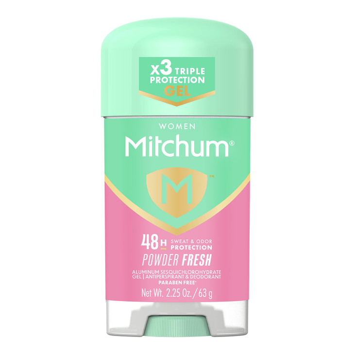 Mitchum Womens Triple Odor Protection Antiperspirant & Deodorant Gel, Powder Fresh, 48HR Protection, 2.25 oz