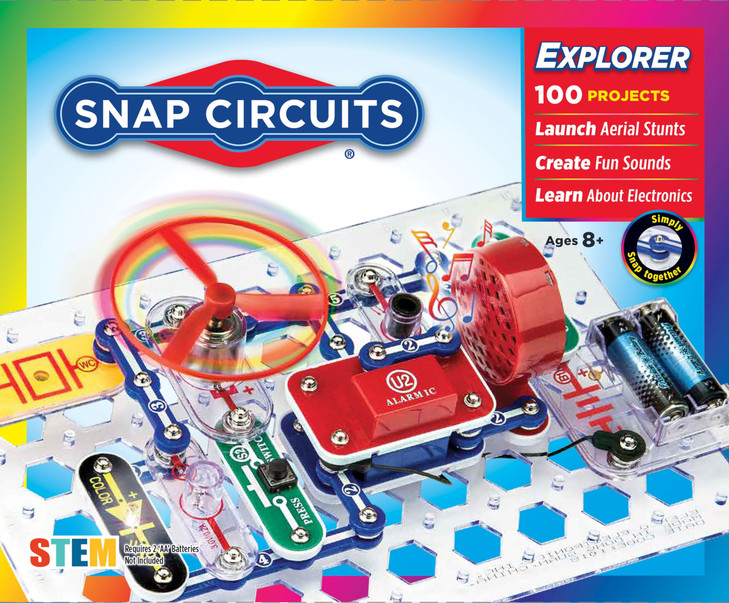 Snap Circuits Jr. SC-100 Electronics Exploration Kit, Over 100 Projects, Full Color Project Manual, 28 Parts, STEM