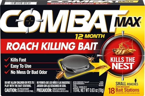 Combat Max 12 Month Roach Killing Bait, Small Roaches, Kill Nest, 18 Count