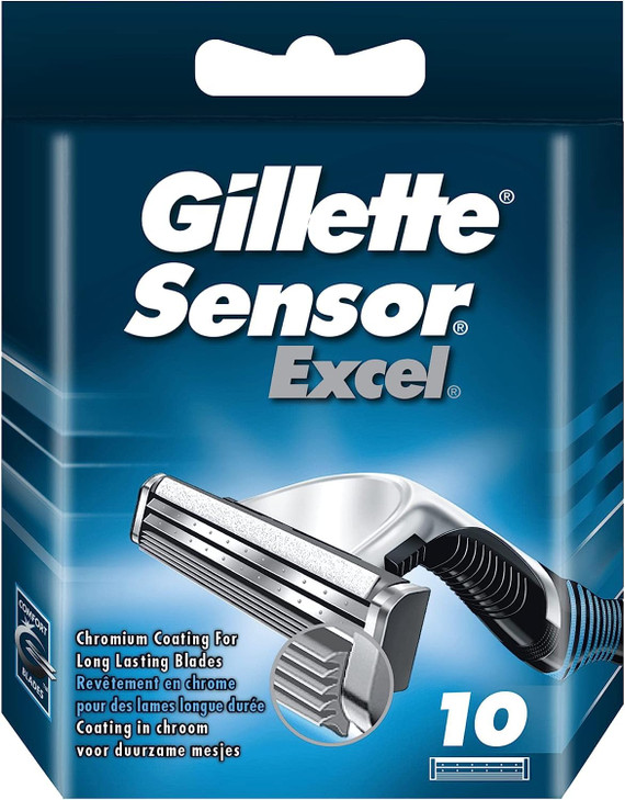 Gillette Sensor Excel Shaving Cartridges for Men Quantity 10 Packaging May Vary