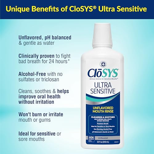 CloSYS Ultra Sensitive Mouthwash, 32 Oz, Alcohol Free Mouthwash
