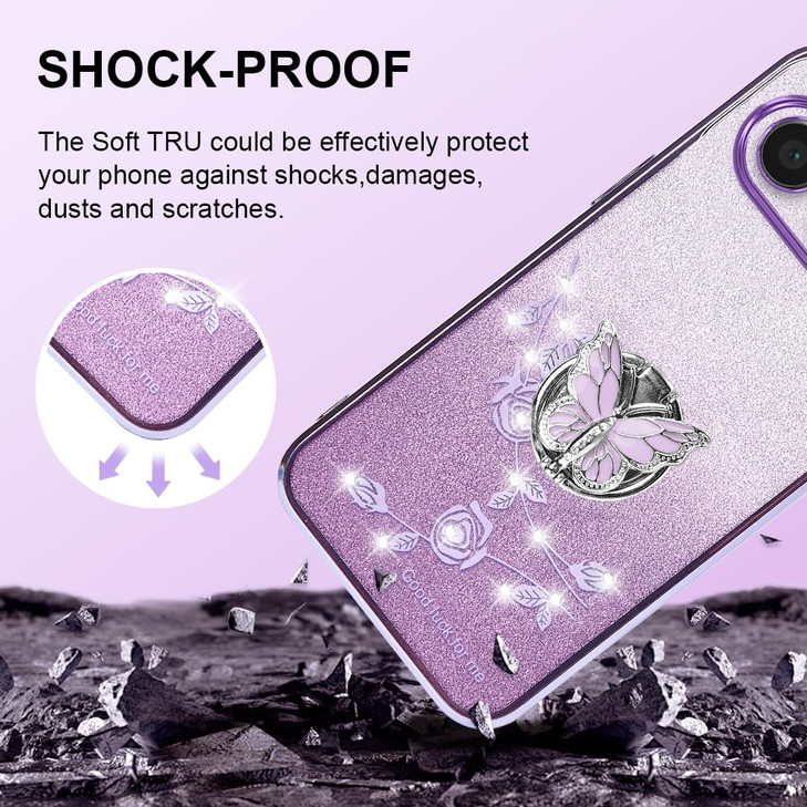 RTYQXK for Oneplus Nord 3 5G Phone Case,for 1+ Nord 3 Mobile Phone Case for Women and Girl, Glitter Butterfly Floral TPU Protective Cover with Kickst