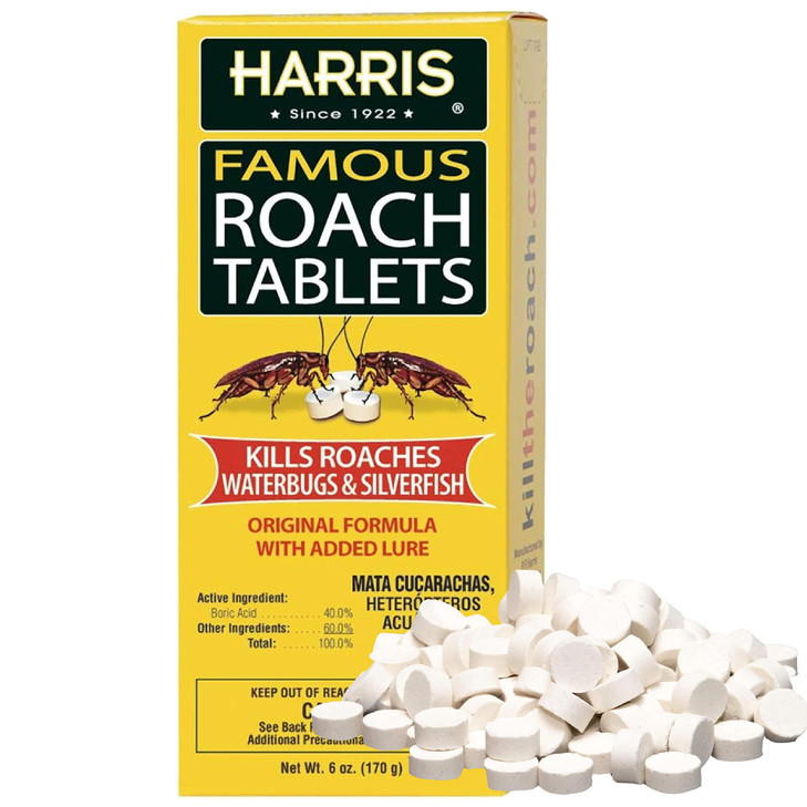 Harris Roach Tablets, Boric Acid Roach and Insects Killer with Lure, Alternative to Bait Traps 6oz, 145 Tablets, Yellow