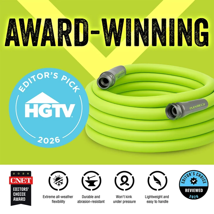 Flexzilla Garden Hose 5/8 in. x 50 ft., Lightweight All-Weather Water Hose, Durable and Flexible, Leak-Free Connections