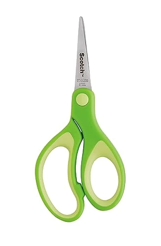 Scotch Kids Pointed Tip Scissors with Soft Touch, 5 Colors may vary