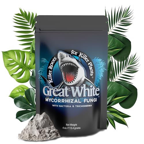 Great White Mycorrhizal Fungi 4 oz, Beneficial Bacteria for Plant Growth, Root Stimulator, Concentrated 3-in-1 Formula