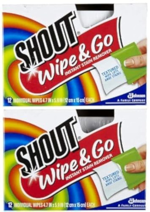 Shout Stain Remover Wipes, 12 Count Pack of 2