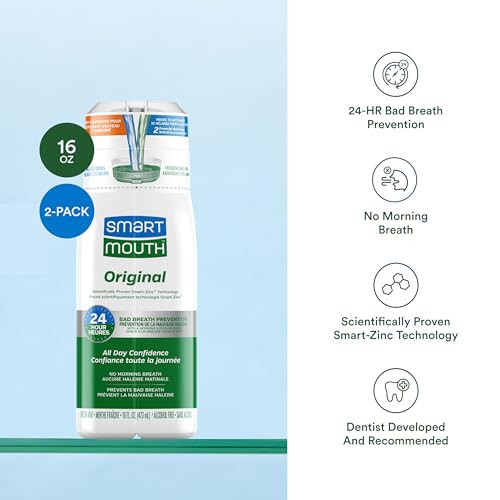 SmartMouth Original Zinc Activated Mouthwash, Fresh Mint, 16 fl oz, 2-Pack