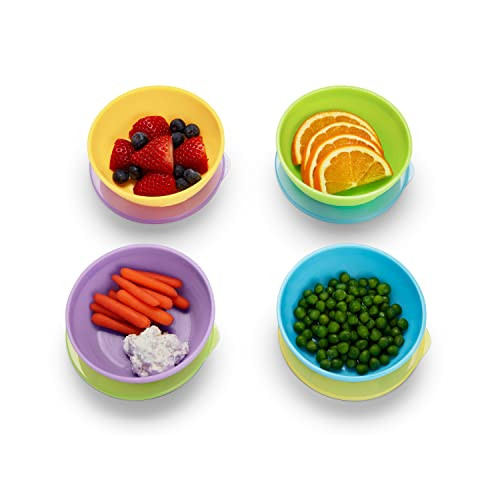 Munchkin Love-a-BowlsTM 10 Piece Baby Feeding Set, Includes Bowls with Lids and Spoons, Multicolor