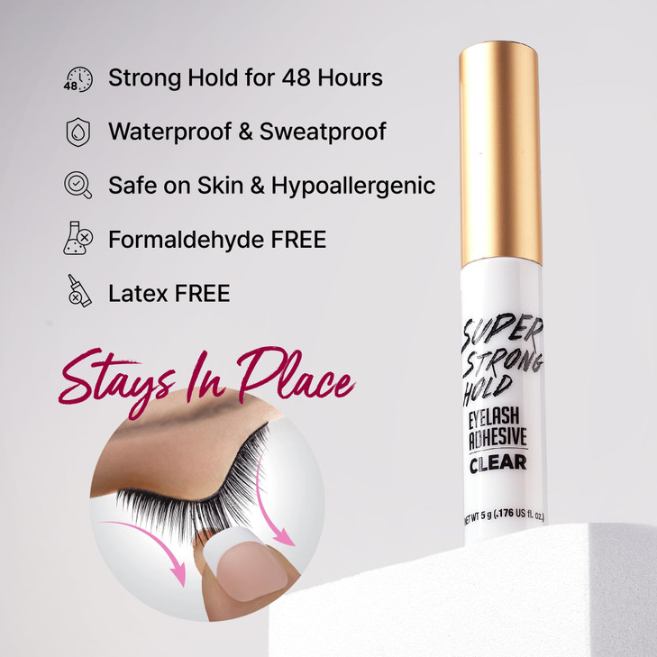 i-Envy by KISS Super Strong Hold Eyelash Adhesive, Waterproof Long-Lasting Strip Lash Glue, Natural-Looking Allergy &