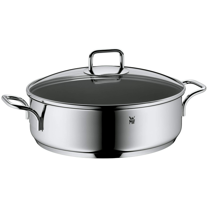 WMF Induction Sauté Pan 28 cm with Lid 5.0 L Cromargan Stainless Steel Coated Oven Safe High Rim