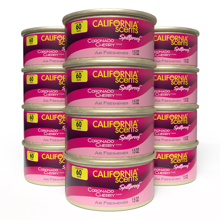 Can Air Freshener and Odor Neutralizer by California Scents, Set of 12 Spillproof Cans for Home and Car, Coronado