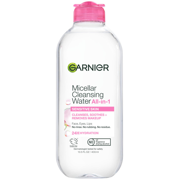 Garnier Micellar Water, Hydrating Facial Cleanser & Makeup Remover, Suitable for Sensitive Skin, Vegan, Cruelty Free,