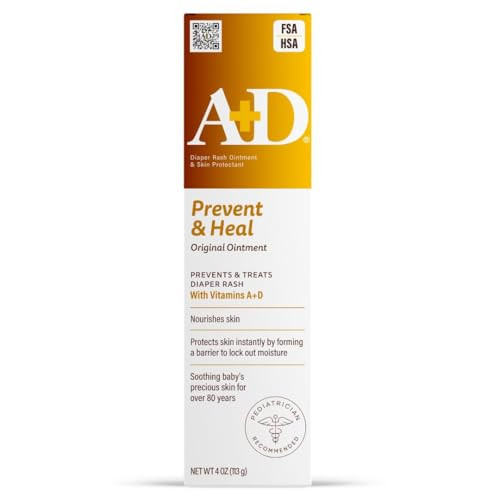 A+D Original Diaper Rash Ointment Prevents & Treats Diaper Rash, Moisturizing Skin Protectant with Vitamins A & D,
