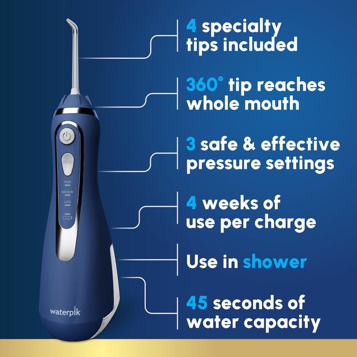 Waterpik Cordless Advanced Portable Water Flosser, Rechargeable, Blue