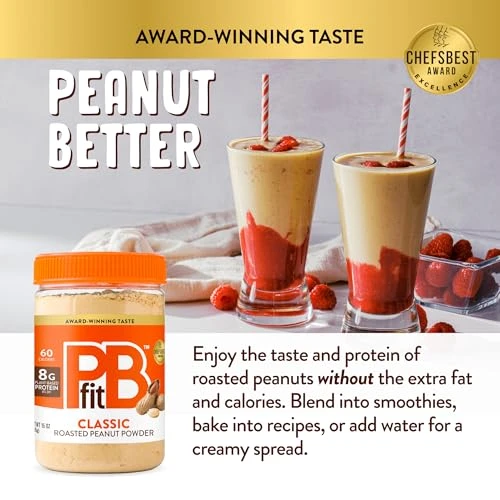 PBfit Classic Peanut Butter Powder 15 Oz, Peanut Spread with 8g Protein