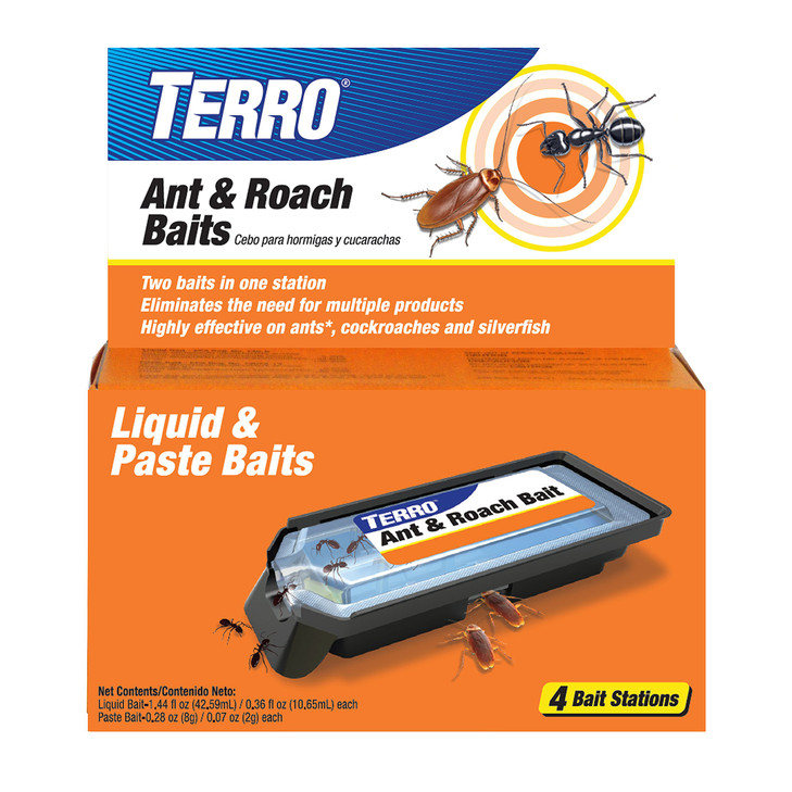 TERRO Ant & Roach Bait, 4-Pack, Indoor Ant Killer and Roach Killer