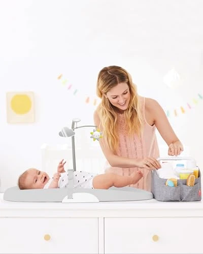Skip Hop Baby Changing Pad Nursery Style Wipe-Clean Contoured with Cushioned Foam, Non-Skid Base, Built-in Safety Belt