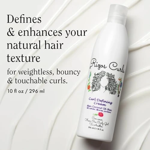 Rizos Curls Curl Defining Cream for Wavy, Curly, Coily Hair Frizz Control, Defines, Softens, Moisturizes, Adds Shine