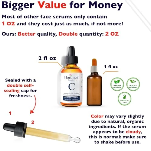 Vitamin C Serum For Face Anti Aging Face Serum with Vitamin C, Hyaluronic Acid, Vitamin E. Brightening Formula. Improve