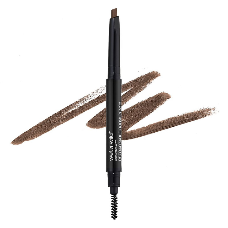 wet n wild Ultimate Eyebrow Retractable Definer Pencil, Medium Brown, Dual-Sided Brow Brush, Fine Tip, Shapes, Defines,