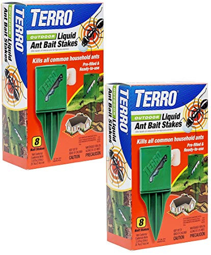 Terro T1812 Outdoor Liquid Ant Killer Bait Stakes - 8 Count 0.25 oz each 2 Pack