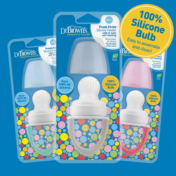 Dr. Browns Designed to Nourish Fresh Firsts Silicone Feeder, Mint and Gray