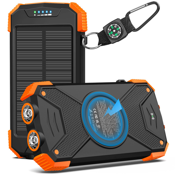 BLAVOR Solar Power Bank 10,000mAh Portable Wireless Charger for Cell Phones