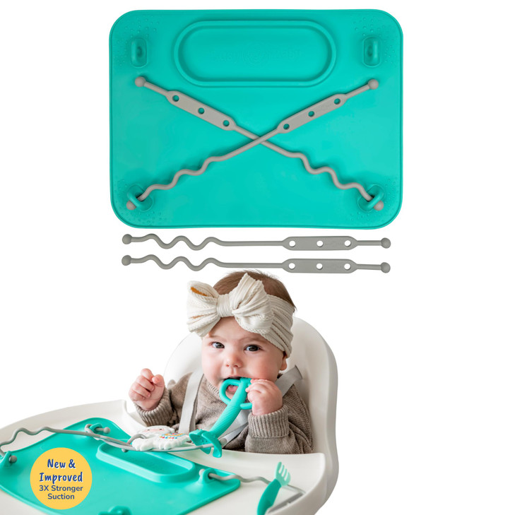 Busy Baby Silicone Mat NEW Suction Cups with 4 Straps Spearmint