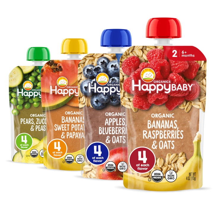 HAPPY BABY Clearly Crafted, Stage 2, Fruit & Veggie Variety Pack, 4oz 16