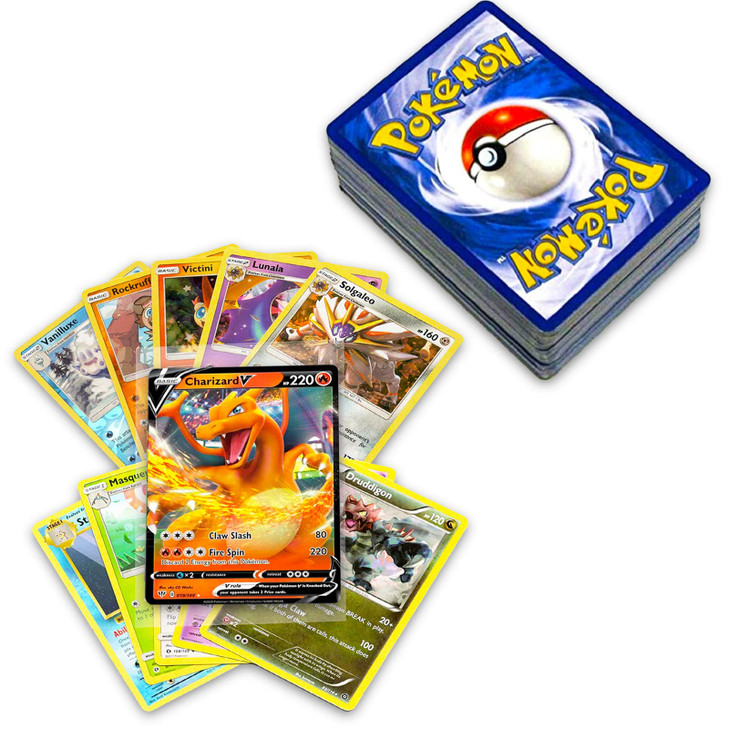 50+ Official Pokemon Cards Collection with 5 Foils in Any Combination and at Least 1 Rarity, GX, EX, FA, Tag Team, Or