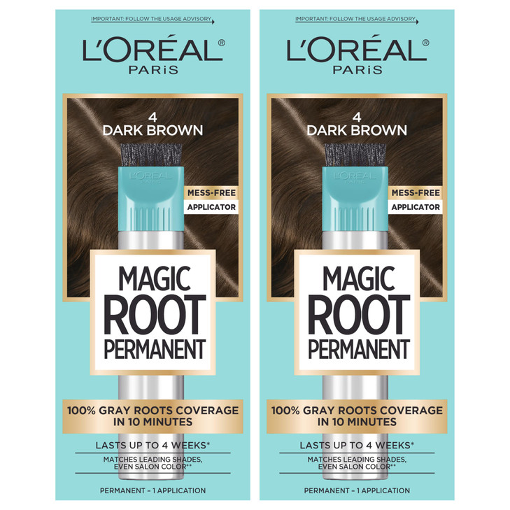 LOreal Paris Magic Root Permanent Hair Color Kit, 100 Gray Hair Coverage In Just 10 Minutes, Precision Brush Applicator