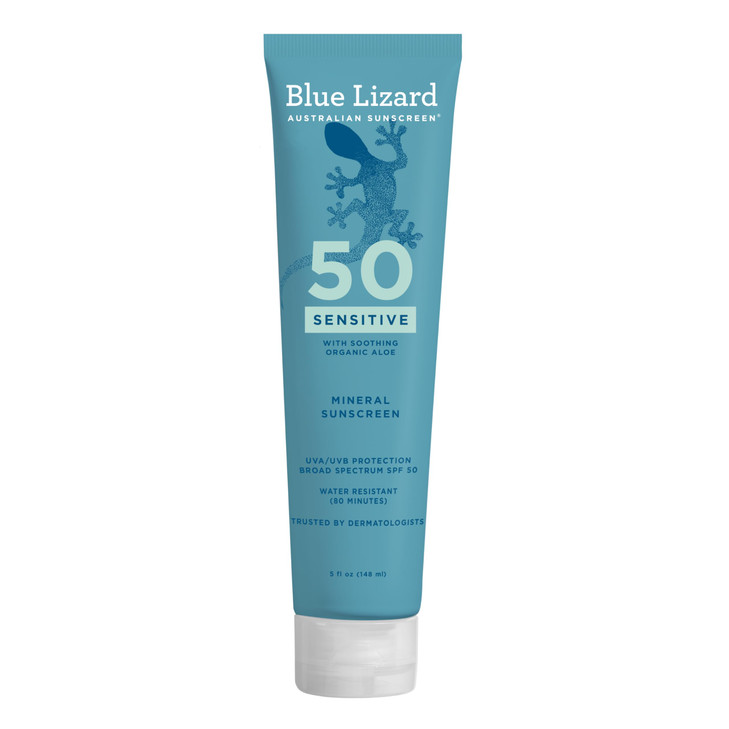 Blue Lizard Sensitive Mineral SPF 50 Sunscreen Lotion, 100 Mineral Sunscreen, UVA/UVB Protection, Infused with organic