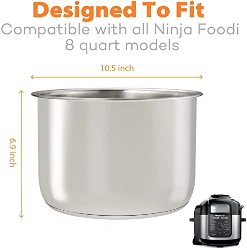 Goldlion Stainless Steel Inner Pot Replacement for Ninja Foodi 8 Quart