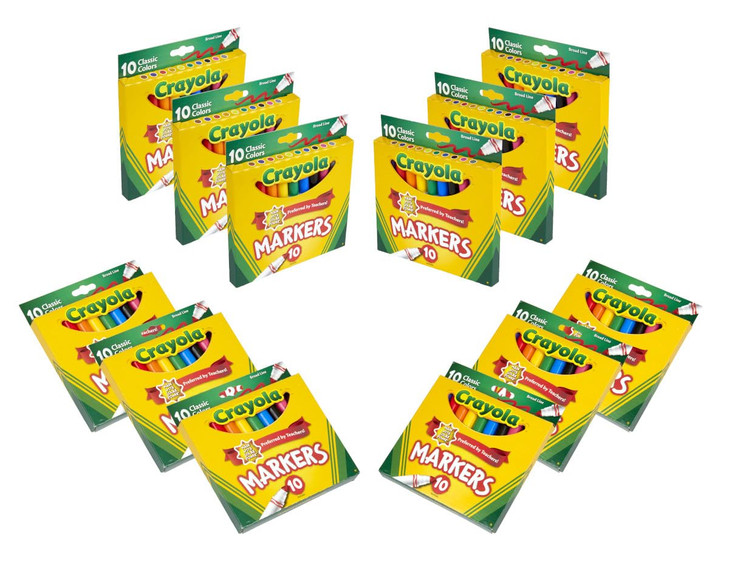 Crayola Broad Line Markers 12pk, Assorted Bulk Markers for Kids, Arts & Crafts Supplies for Coloring Books,