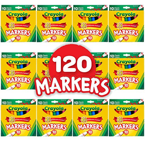 Crayola Broad Line Markers 12pk, Assorted Bulk Markers for Kids, Arts & Crafts Supplies for Coloring Books,