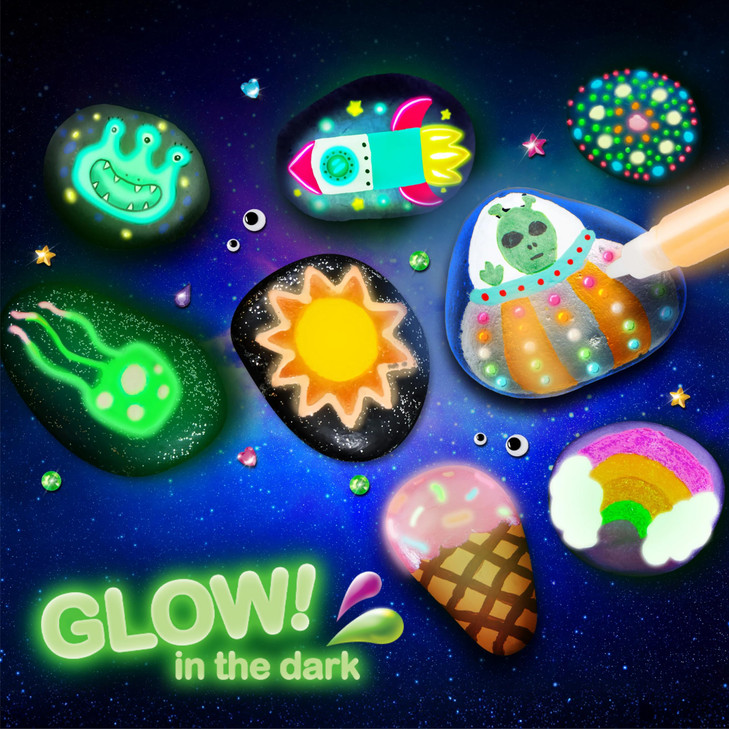Rock Painting Kit- Glow in The Dark Rock Kit, Arts and Crafts for Kids Ages 6-12, Art Supplies Toy, Kids Craft Paint