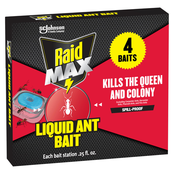 Raid Max Liquid Ant Bat Kills Ants Where They Breed, for Indoor and Outdoor Use 4 Bait Stations