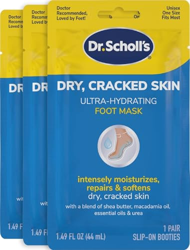 Dr. Scholls Cracked Skin, Ultra Hydrating Foot Mask, 3 Pairs Moisturizing Socks Intensely Moisturizes Repairs and
