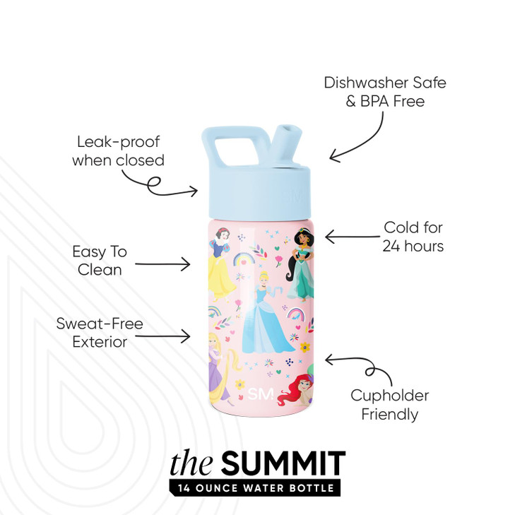 Simple Modern Disney Princess Kids Water Bottle & Toddler Cup 14oz