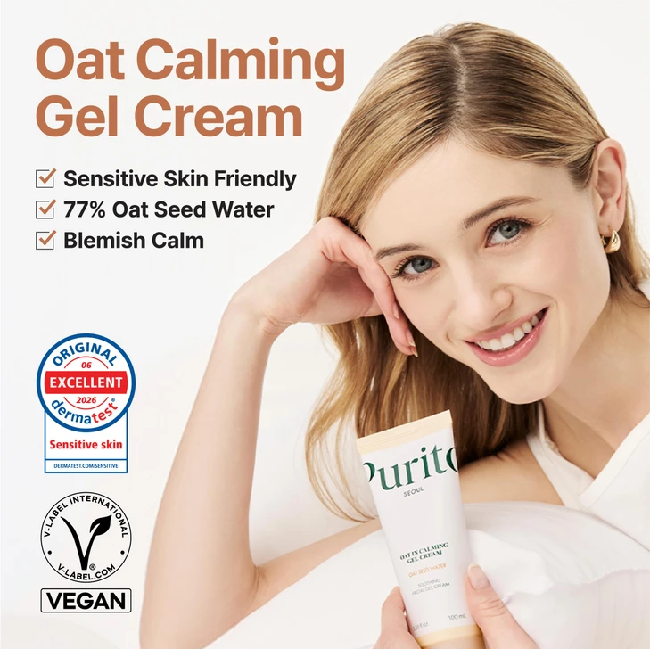 PURITO Oat Calming Gel Cream for Sensitive Skin, 3.38 fl.oz