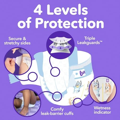 Luvs Size 5 Baby Diapers, Platinum Protection Bluey Diapers for Day & Night,Size 5 27+ lb, 172 Count
